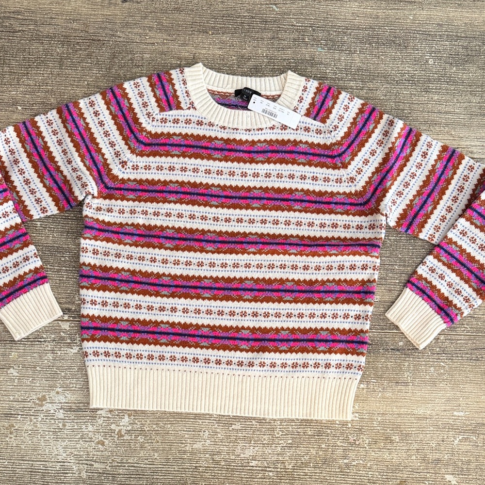 NWT J. Crew wool blend women’s fair isle crewneck sweater